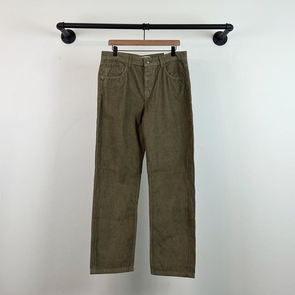 NEW Free People Pax Mid Rise Corduroy Straight Leg Pants in Olive Green - Picture 2 of 6